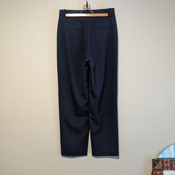 Frank and Oak Jane Straight Fit High Rise Pant in Navy Blue - Picture 5 of 6